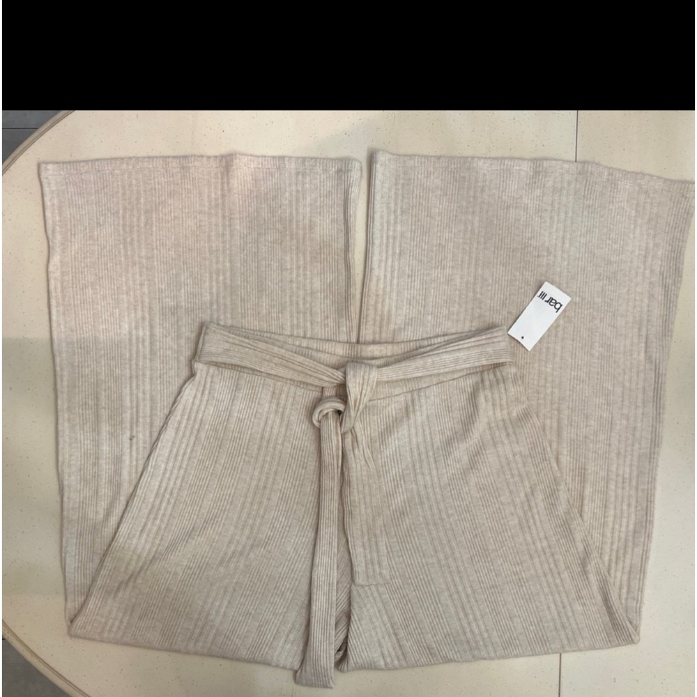 New Bar III wide leg tie waist belt knit pants size L